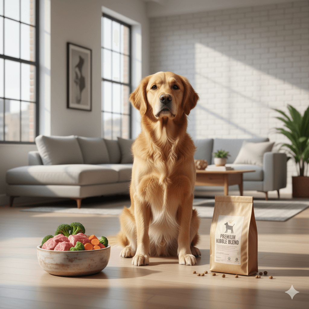 perro comiendo dieta BARF durante la transición a comida natural